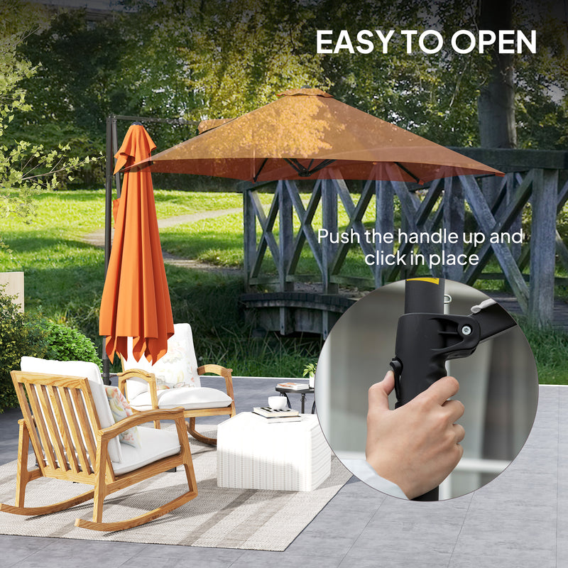 Outsunny 2.5M Offset Roma Patio Umbrella W/ 360° Rotation