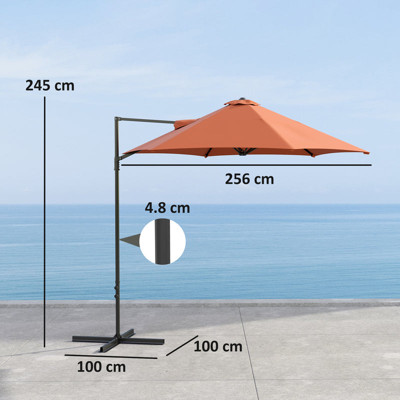 Outsunny 2.5M Offset Roma Patio Umbrella W/ 360° Rotation