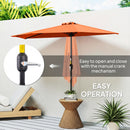 Outsunny 2.7m Metal Frame Garden Furniture Parasol Half Round Umbrella Orange
