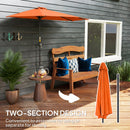 Outsunny 2.7m Metal Frame Garden Furniture Parasol Half Round Umbrella Orange