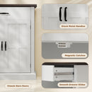 HOMCOM Sideboard Storage Cabinet with Thick Tabletop and 2 Barn Doors White