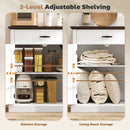 HOMCOM Sideboard Storage Cabinet with Thick Tabletop and 2 Barn Doors White