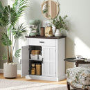 HOMCOM Sideboard Storage Cabinet with Thick Tabletop and 2 Barn Doors White