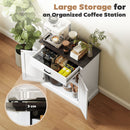 HOMCOM Sideboard Storage Cabinet with Thick Tabletop and 2 Barn Doors White