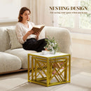 HOMCOM Set of 3 Nesting Coffee Tables Square End Tables w/ Metal Frame White