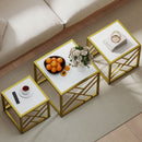HOMCOM Set of 3 Nesting Coffee Tables Square End Tables w/ Metal Frame White