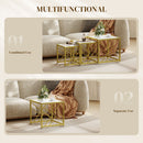 HOMCOM Set of 3 Nesting Coffee Tables Square End Tables w/ Metal Frame White