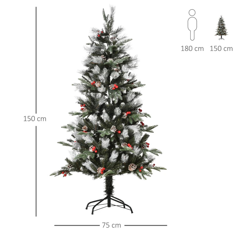 HOMCOM Christmas Time 5FT Artificial Snow Dipped Christmas Tree