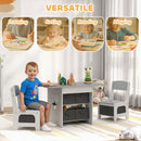 AIYAPLAY Kids Table And Chair Set With 6 Removable Drawers, Light Grey