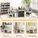 AIYAPLAY Kids Table And Chair Set With 6 Removable Drawers, Light Grey