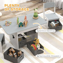 AIYAPLAY Kids Table And Chair Set With 6 Removable Drawers, Light Grey