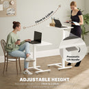 HOMCOM Height Adjustable Standing Desk With Wheels For Home Office, White