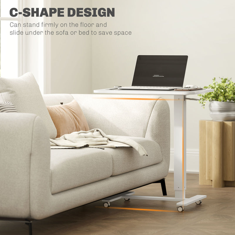 HOMCOM Height Adjustable Standing Desk with Wheels for Home Office, White