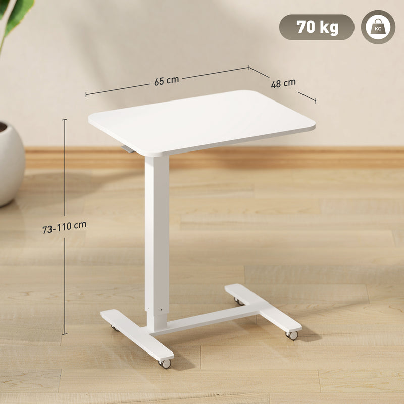 HOMCOM Height Adjustable Standing Desk with Wheels for Home Office, White