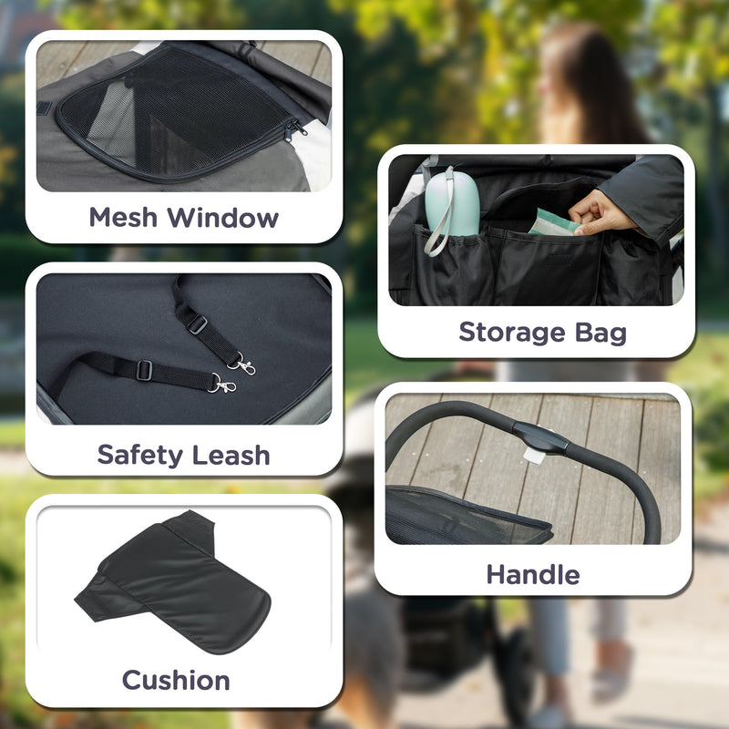 PawHut Easy Folding Pet Stroller for Large Dogs