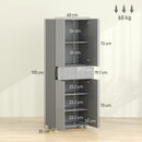 HOMCOM Kitchen Cupboard Storage Cabinet Push Open Doors and Drawers, Grey