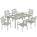 Outsunny 7 Pieces Garden Furniture Set With Stackable Chairs, Light Grey