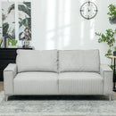 HOMCOM 193cm Upholstered Corduroy Settee with Spring Cushion, Light Grey