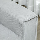 HOMCOM 193cm Upholstered Corduroy Settee with Spring Cushion, Light Grey