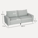 HOMCOM 193cm Upholstered Corduroy Settee with Spring Cushion, Light Grey