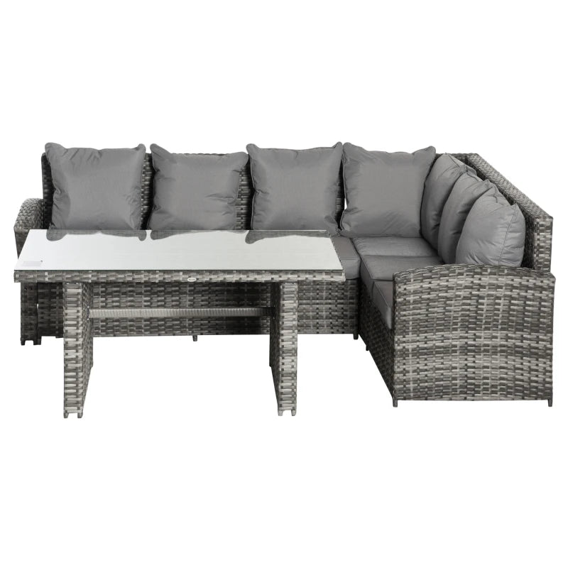 Outsunny Rattan Sofa Set with Table 3 Piece 1.8m- Grey