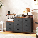 HOMCOM Fabric Chest Of Drawers W/ Charging Station For Bedroom Rustic Brown