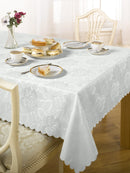 Damask Rose - Jacquard Table Cloth in White
