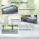 Outsunny Rattan Garden Bench w/ Glass Tea Table, Wicker Chair w/ Cushions