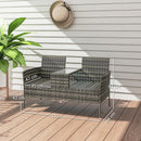 Outsunny Rattan Garden Bench w/ Glass Tea Table, Wicker Chair w/ Cushions