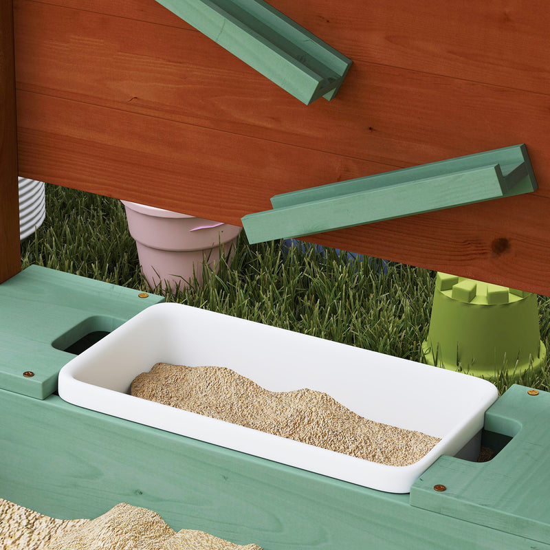 AIYAPLAY Wood Sandpit for Kids with Canopy for Garden, Beach, Green