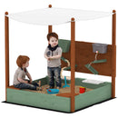 AIYAPLAY Wood Sandpit for Kids with Canopy for Garden, Beach, Green