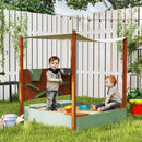 AIYAPLAY Wood Sandpit for Kids with Canopy for Garden, Beach, Green