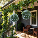 HOMCOM Set Of 2 Artificial Plant Topiary Balls, Faux Plants, Blue