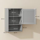 HOMCOM Bathroom Cabinet, Wall Mounted Cabinet with Adjustable Shelves, Grey