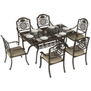 Outsunny Outdoor Dining Set With Cushions, Parasol Hole, Bronze Tone