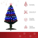 Christmas Time 3ft 90cm Green Fibre Optic Artificial Christmas Tree-Multi colour LED Lights