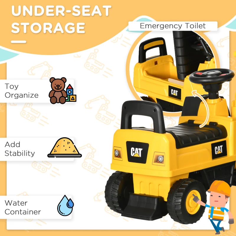 HOMCOM CAT Licensed Kids Ride on Digger-for Ages 1-3 Years