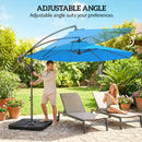 Outsunny 3(m) Banana Parasol Cantilever Umbrella Garden W/ Base Weights