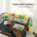 PawHut Hamster Cage with 31cm Deep Tray, Tube System, 58 x 43 x 57cm