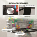 PawHut Hamster Cage with 31cm Deep Tray, Tube System, 58 x 43 x 57cm