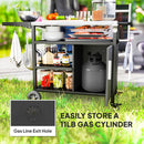 Outsunny Stainless Steel Outdoor BBQ Trolley with Folding Side table, Black