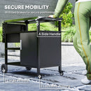 Outsunny Stainless Steel Outdoor BBQ Trolley with Folding Side table, Black
