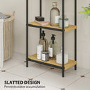 HOMCOM Tier Bamboo Bathroom Shelf, Freestanding Shelving Unit