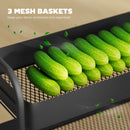 HOMCOM 3-Tier Storage Trolley, Storage Cart With Mesh Backets, Wheels