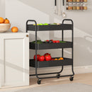 HOMCOM 3-Tier Storage Trolley, Storage Cart With Mesh Backets, Wheels