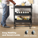 HOMCOM 3-Tier Storage Trolley, Storage Cart With Mesh Backets, Wheels