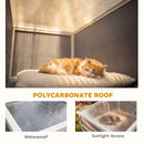 PawHut Wooden Catio with Spacious Resting Rooms, 3 Platforms, Window, Grey