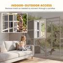 PawHut Wooden Catio with Spacious Resting Rooms, 3 Platforms, Window, Grey