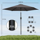 Outsunny 2.6M Garden Parasol Umbrella with Aluminium Pole, Tilt, Crank