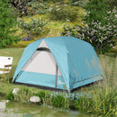 Outsunny 3-4 Person Camping Tent, Waterproof Tent - Blue/Green/Orange